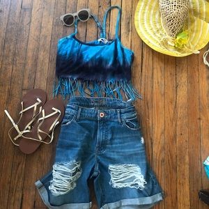 🌞Urban Oufitters Tie Dye Fringe crop top